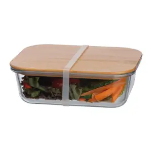 Glass lunchbox with bamboo lid